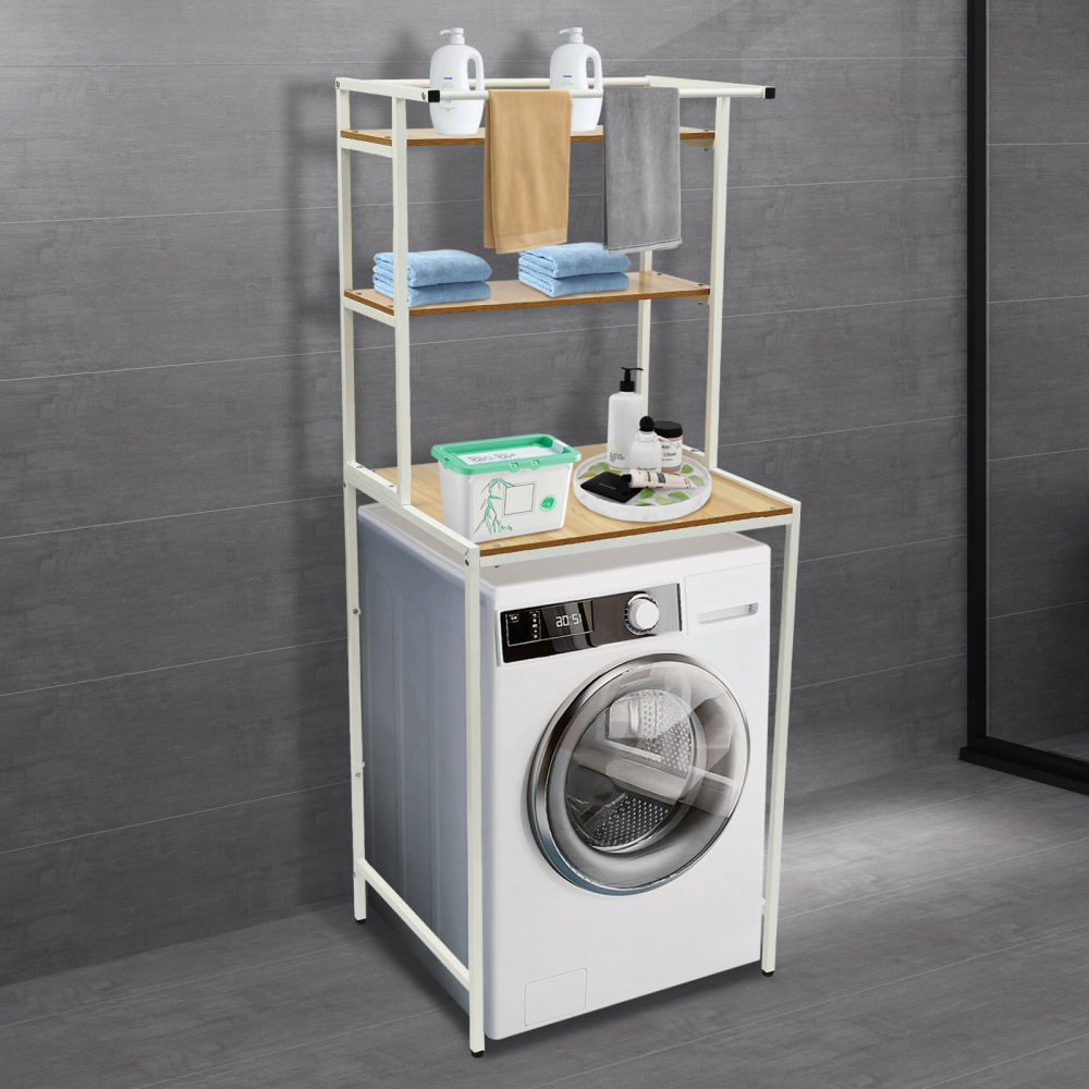 Plateau Support pour Machine à Laver sèche-Linge Aluminium avec tiroir Couleur Blanche