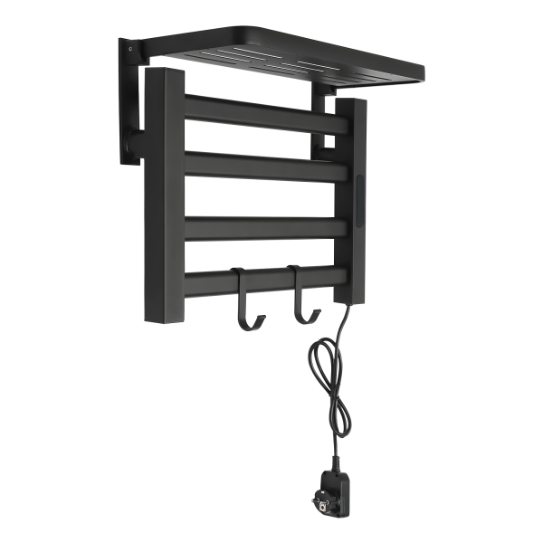Radiateur sèche-serviettes électrique 80W avec interrupteur tactile, minuterie, sèche-serviettes, radiateur de salle de bain IPX4 noir