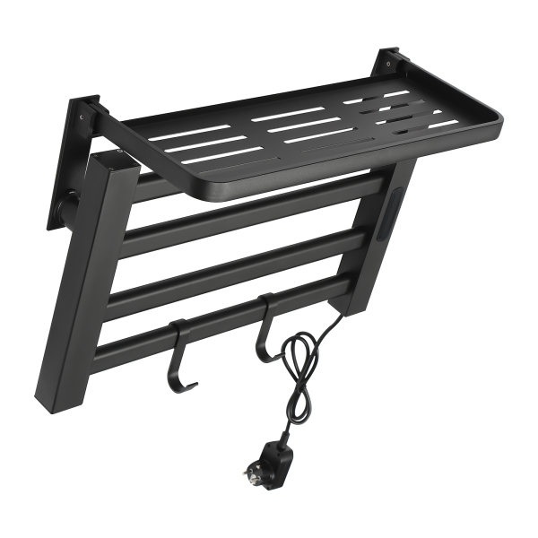 Radiateur sèche-serviettes électrique 80W avec interrupteur tactile, minuterie, sèche-serviettes, radiateur de salle de bain IPX4 noir