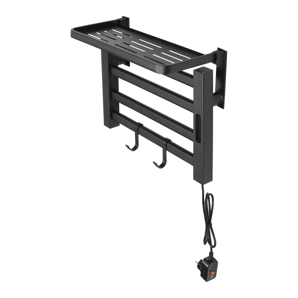 Radiateur sèche-serviettes électrique 80W avec interrupteur tactile, minuterie, sèche-serviettes, radiateur de salle de bain IPX4 noir