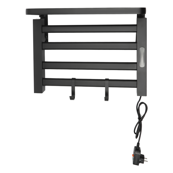 Radiateur sèche-serviettes électrique 80W avec interrupteur tactile, minuterie, sèche-serviettes, radiateur de salle de bain IPX4 noir