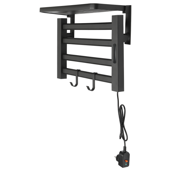 Radiateur sèche-serviettes électrique 80W avec interrupteur tactile, minuterie, sèche-serviettes, radiateur de salle de bain IPX4 noir
