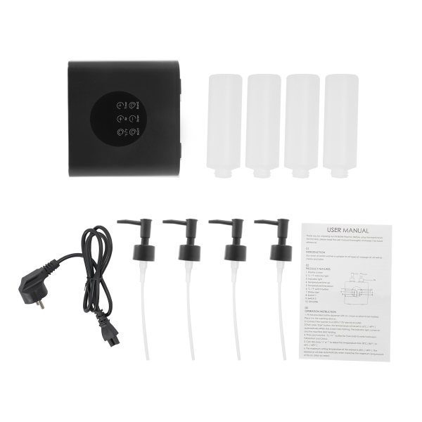 Chauffe-huile de massage avec distributeurs de bouteilles d'huile, chauffe-huile de massage électrique, chauffe-huile de massage - Double bouteille noire