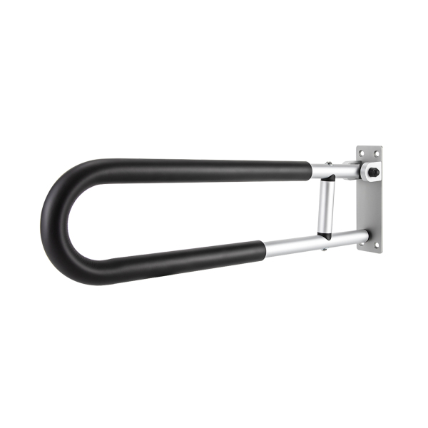 Barres d'appui pliantes de 23,6 pouces, support de sécurité mural pour toilettes, noir