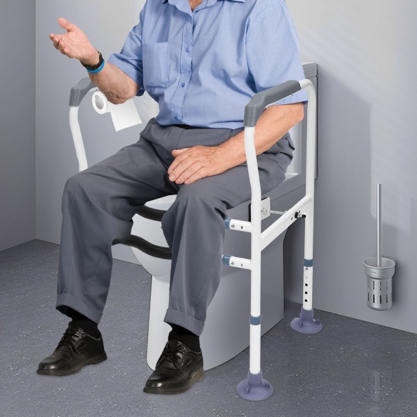 Siège de toilette réglable en hauteur avec repose-pieds à ventouse puissante. pour personnes agées, femmes enceintes,handicapées