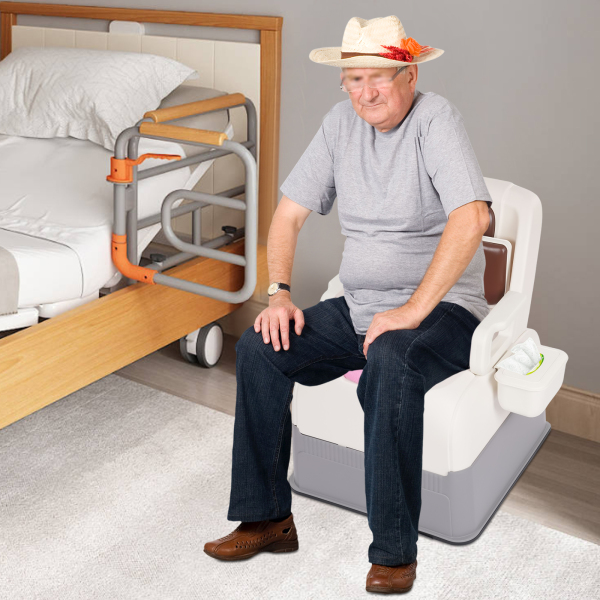 Chaise de chevet, chaise de toilette de sécurité, chaise de toilette pour toilettes - Marron Chaise de chevet, chaise de toilette de sécurité, chaise de toilette pour toilettes - Marron