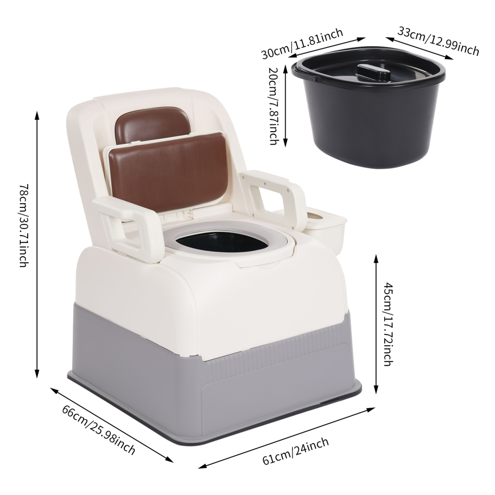 Chaise de chevet, chaise de toilette de sécurité, chaise de toilette pour toilettes - Marron