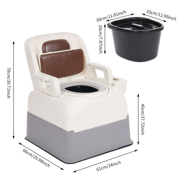 Chaise de chevet, chaise de toilette de sécurité, chaise de toilette pour toilettes - Marron