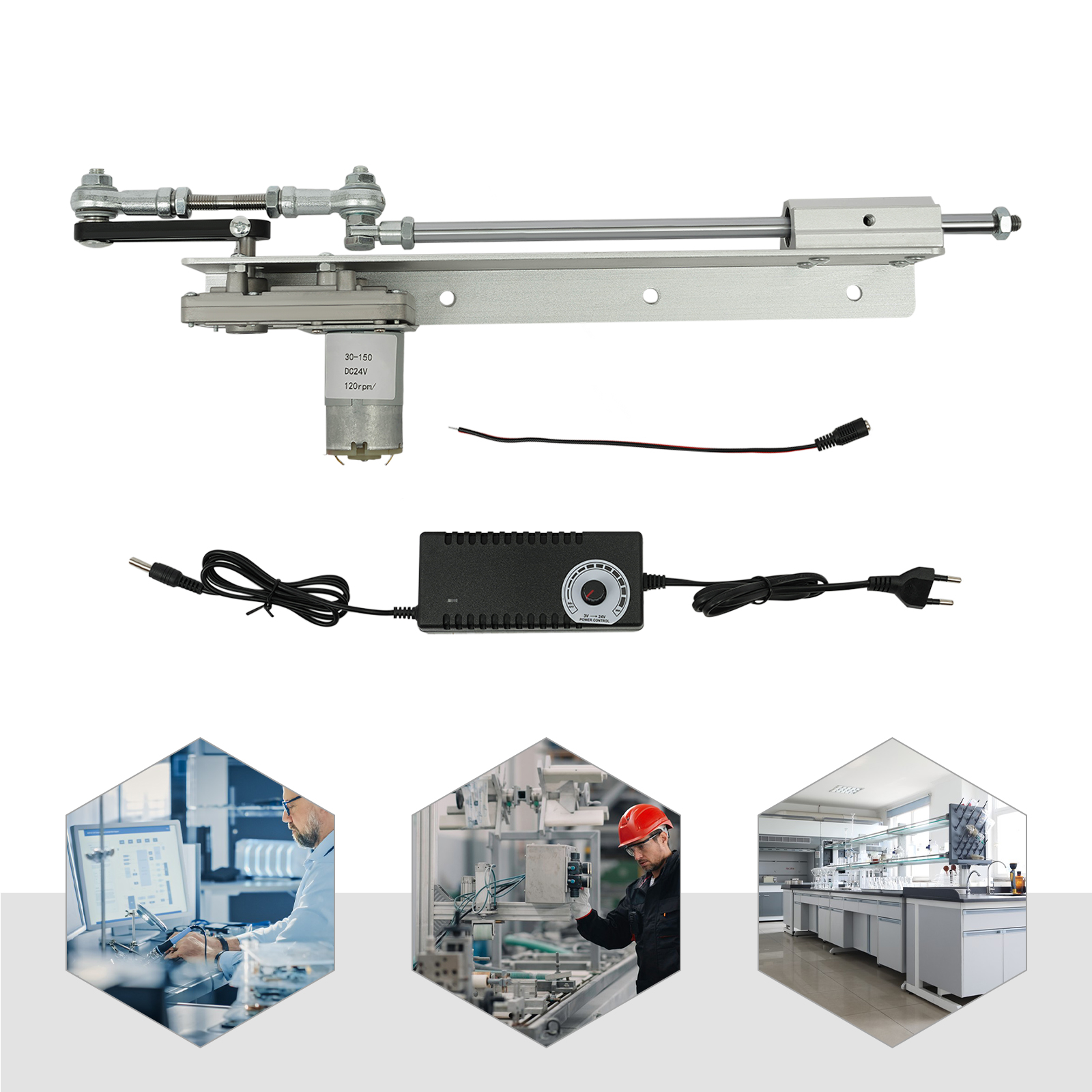 Actionneur Linéaire 12V/24V Koncy - Moteur Électrique Course Réglable 80-150mm | DIY & Automatisation