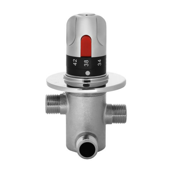 Robinet d'angle de salle de bains G1/2 ", cuivre massif, argent, interrupteur de douche à trois voies, mitigeur thermostatique de douche manuel, idéal pour une utilisation dans les éviers