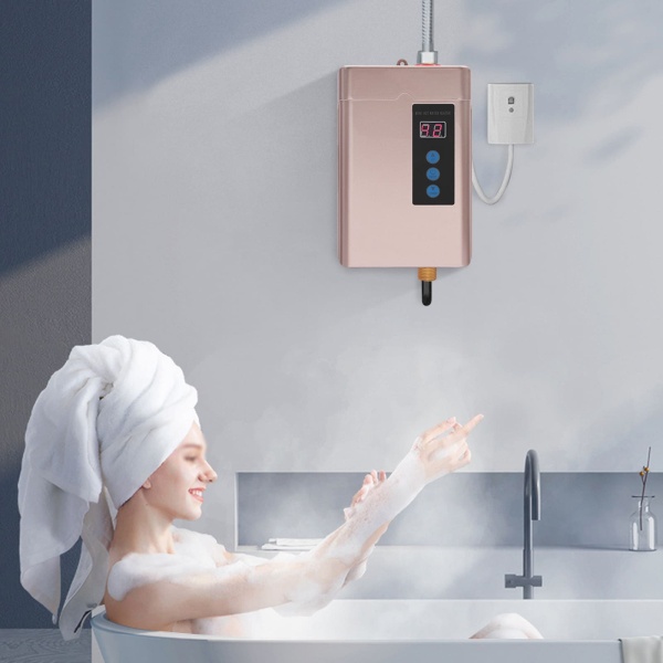 Chauffe-eau électrique, Chauffe-eau instantané, Chauffe-eau à écran tactile à réservoir (or champagne)