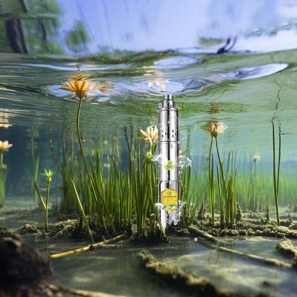 Pompe à Eau Solaire DC 24V 370W Submersible Pompe de Puits Inox 1.8m³/H MAX 65m Puits Profond Solaire Submersible