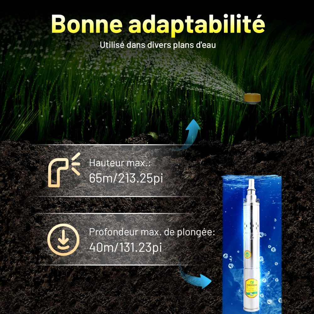 POMPE A EAU IMMERGEE SOLAIRE 3″ 24V-370W