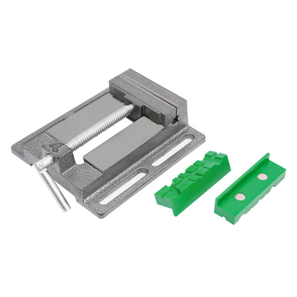 Outils, étau pour perceuse à colonne, étau en métal pour perceuse à colonne, étau d'établi avec 2 patins magnétiques et patins multi-rainures (10 cm)