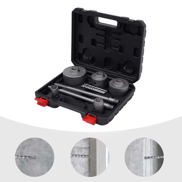 Lot de 9 couronnes de forage diamantées - Avec boîte de forage - Diamètre : 30/40/68/80/100 mm