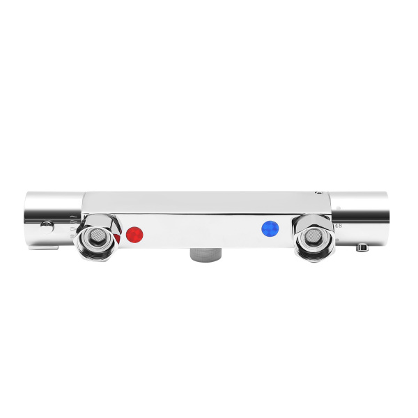 Mitigeur de douche thermostatique, Mitigeur de douche chromé avec bouton de sécurité, Max. Température : 48 °C, 25,5*8 cm