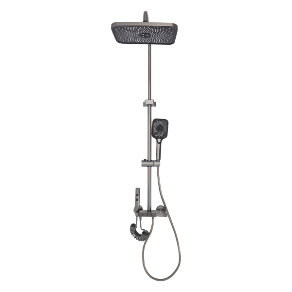 Ensemble de douche thermostatique 4 voies, pommeaux de douche avec douchette manuelle et pistolet haute pression, hauteur réglable