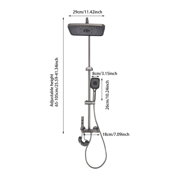 Ensemble de douche thermostatique 4 voies, pommeaux de douche avec douchette manuelle et pistolet haute pression, hauteur réglable