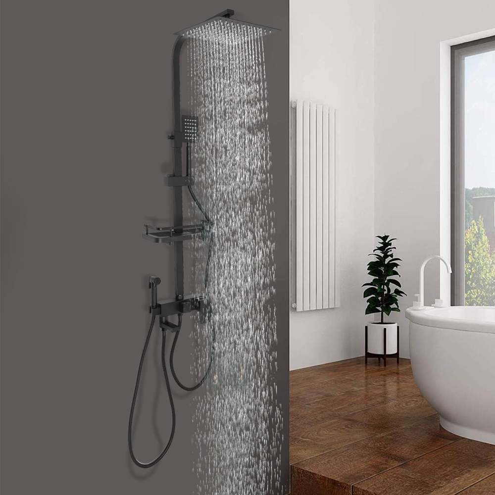 Kit de douche à effet pluie 4 en 1 - Douche à effet pluie (noir)