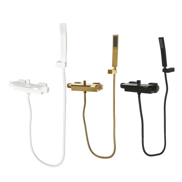 Robinet de baignoire cascade robinet de baignoire tout cuivre mur avec douchette à main baignoire robinet noir