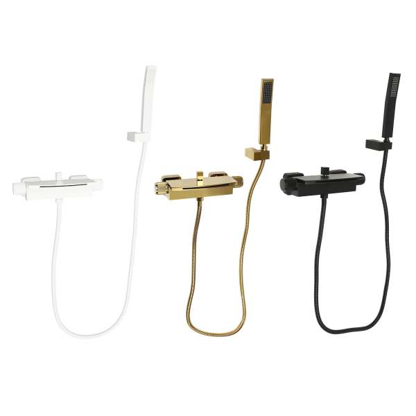 Robinet de baignoire cascade robinet de baignoire tout cuivre mur avec douchette à main baignoire robinet noir