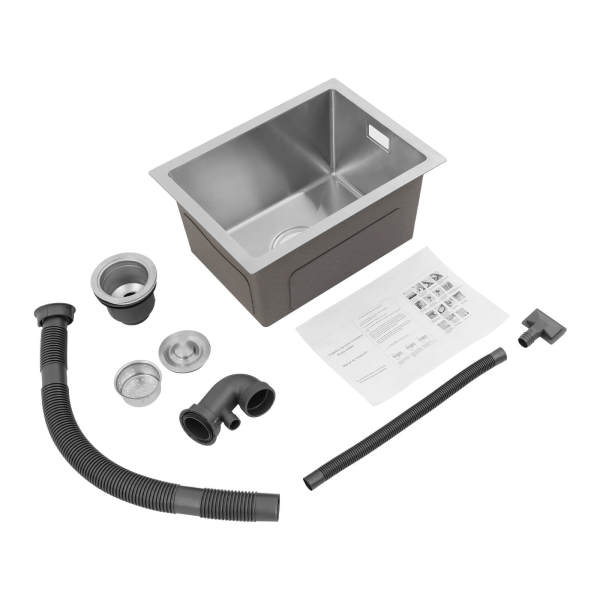 Évier de cuisine en acier inoxydable argenté 30 x 40 cm avec bonde - Grande capacité, installation facile Évier de cuisine en acier inoxydable argenté 30 x 40 cm avec bonde - Grande capacité, installation facile