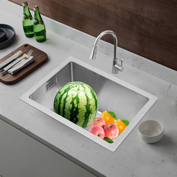 Évier de cuisine en acier inoxydable argenté 30 x 40 cm avec bonde - Grande capacité, installation facile