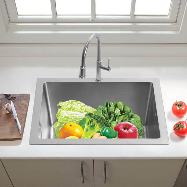 Évier de cuisine en acier inoxydable argenté 30 x 40 cm avec bonde - Grande capacité, installation facile