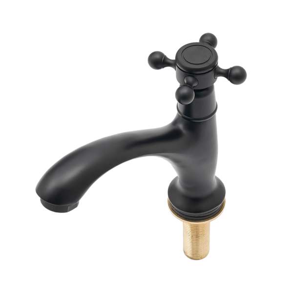Robinet d'eau froide simple, laiton, brossé, noir, pour salles de bains et cuisines