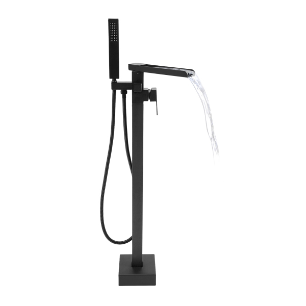 Robinet de baignoire autoportant, robinet avec douchette, robinet de baignoire pour salles de bains résidentielles et hôtels haut de gamme - Noir