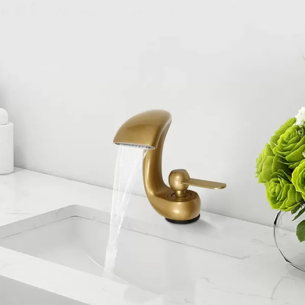 Robinet de salle de bain, robinet de lavabo moderne, robinet cascade, lavabo en laiton, robinet de salle de bain, robinet à poignée unique, chaud et froid pour salle de bain
