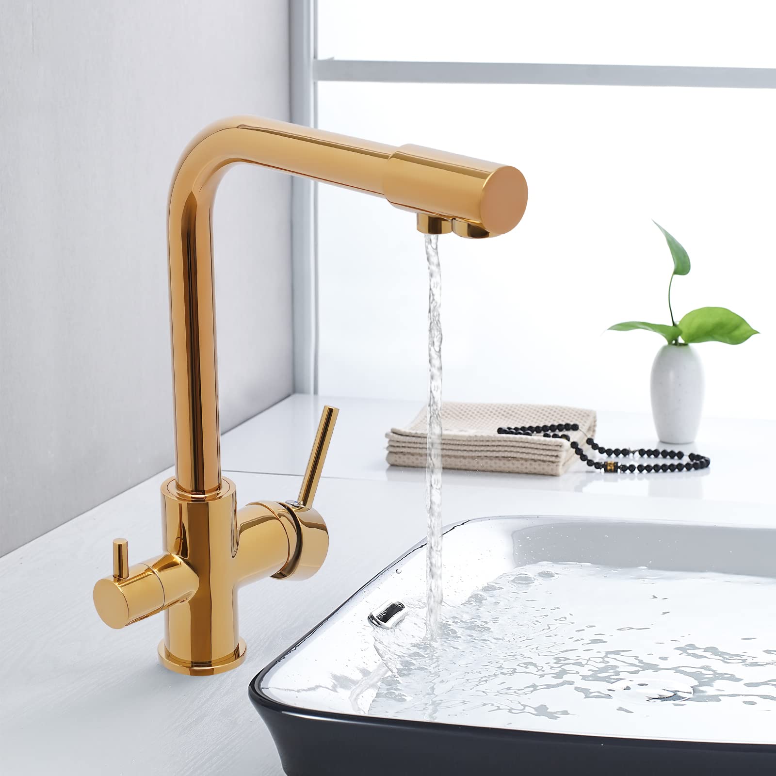 Robinet Cuisine Noir, Mitigeur Cuisine Avec Bec Flexible, Robinetterie