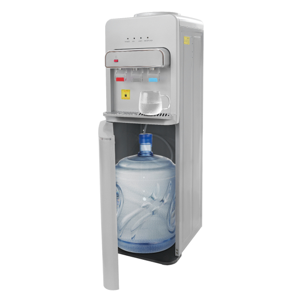 Distributeur d'eau SJYTD-7 avec becs verseurs pour eau chaude, eau froide et eau ambiante, à chargement par le bas, pour bouteilles de 19 litres - Argenté