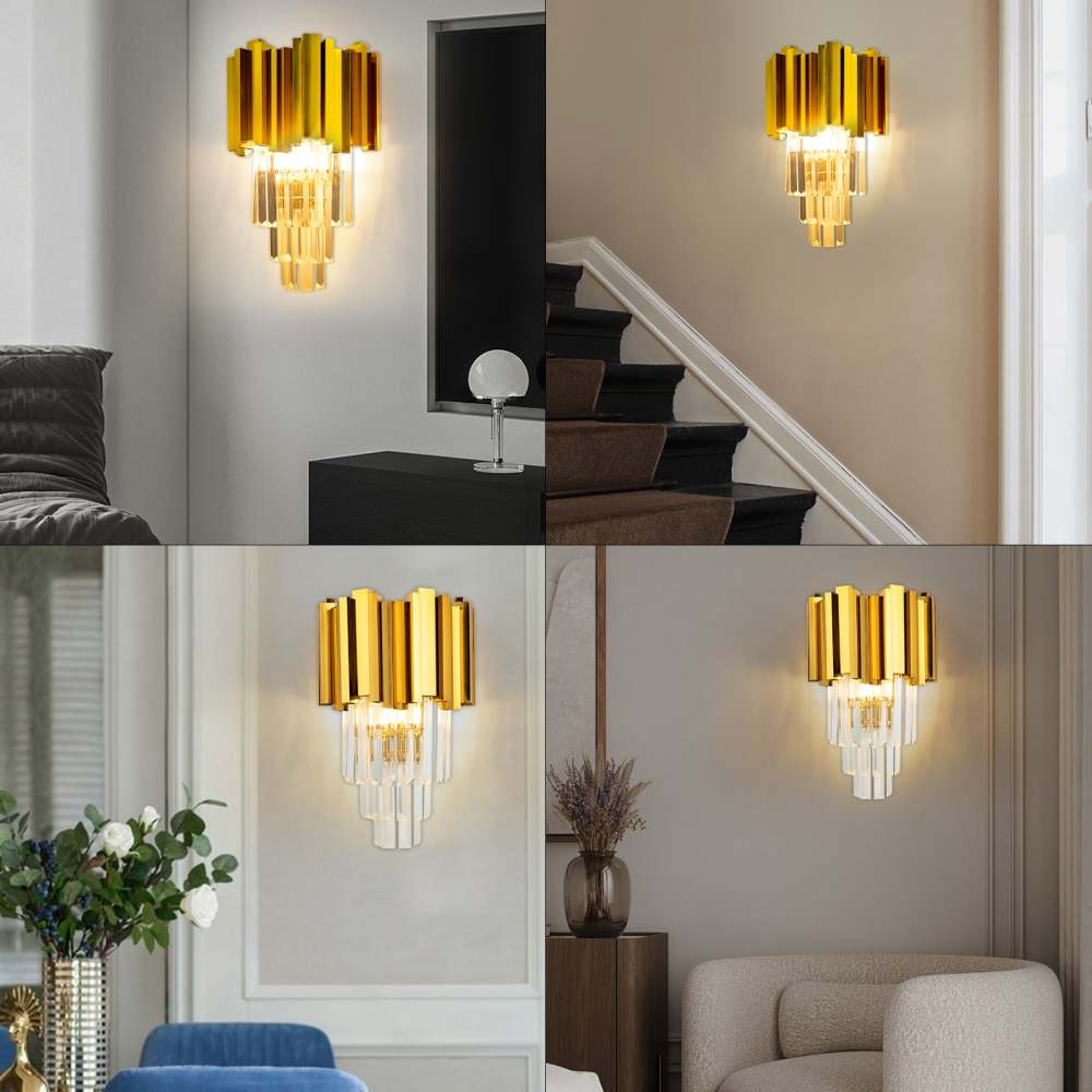 Applique cristal -  ensemble d'appliques murales- modèle Gold K - sans ampoule