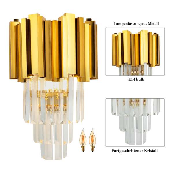 Applique cristal - ensemble d'appliques murales- modèle Gold K - sans ampoule Applique cristal - ensemble d'appliques murales- modèle Gold K - sans ampoule