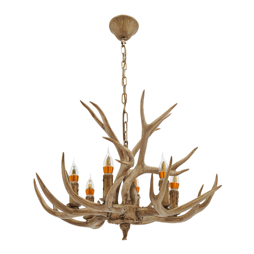 Lustre vintage loft en bois avec lampe led suspendue
