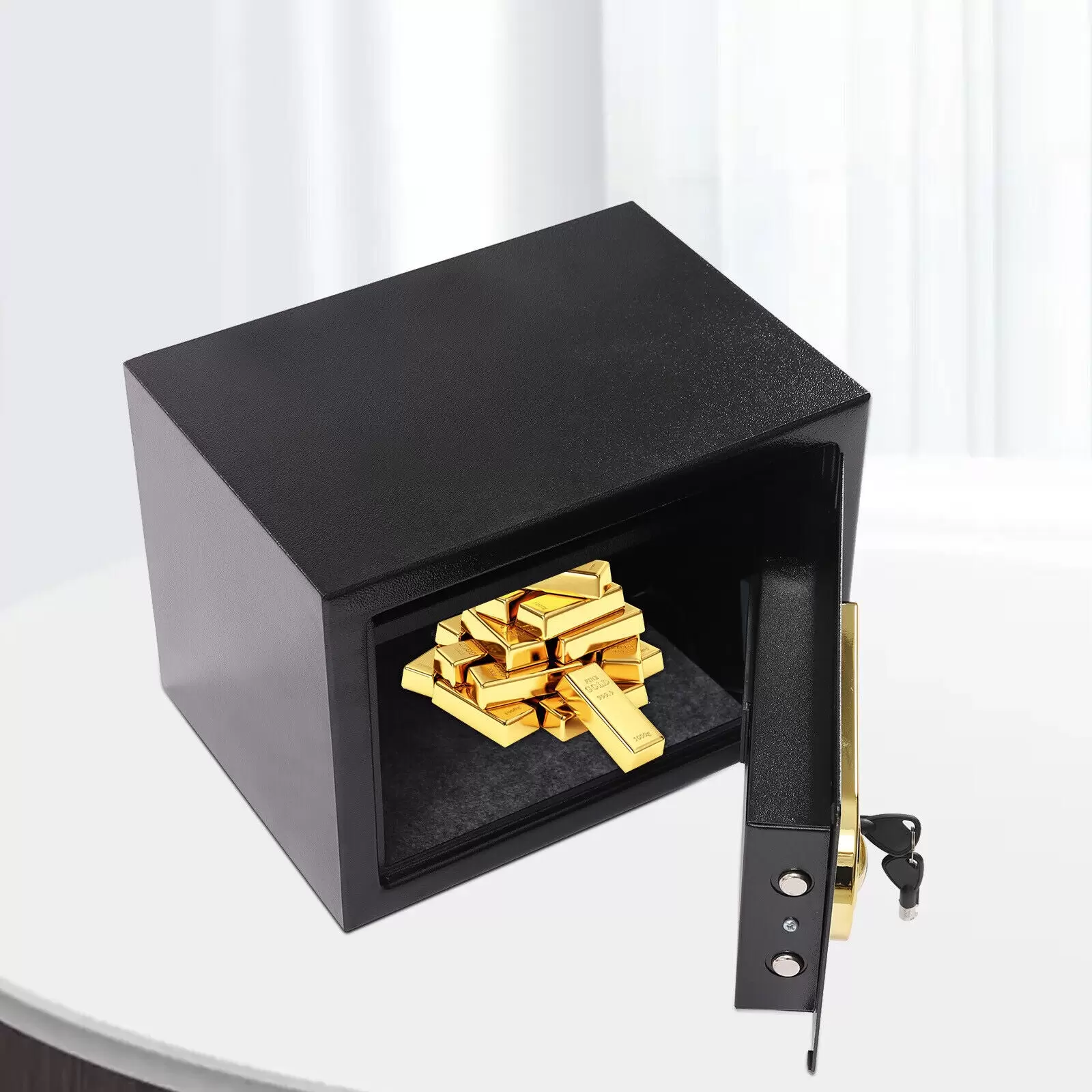 Coffre-Fort Mejasg 25L Ignifuge Et Étanche - Avec Étagère, Compartiment à Piles Externe - Pour Argent, Bijoux, Documents