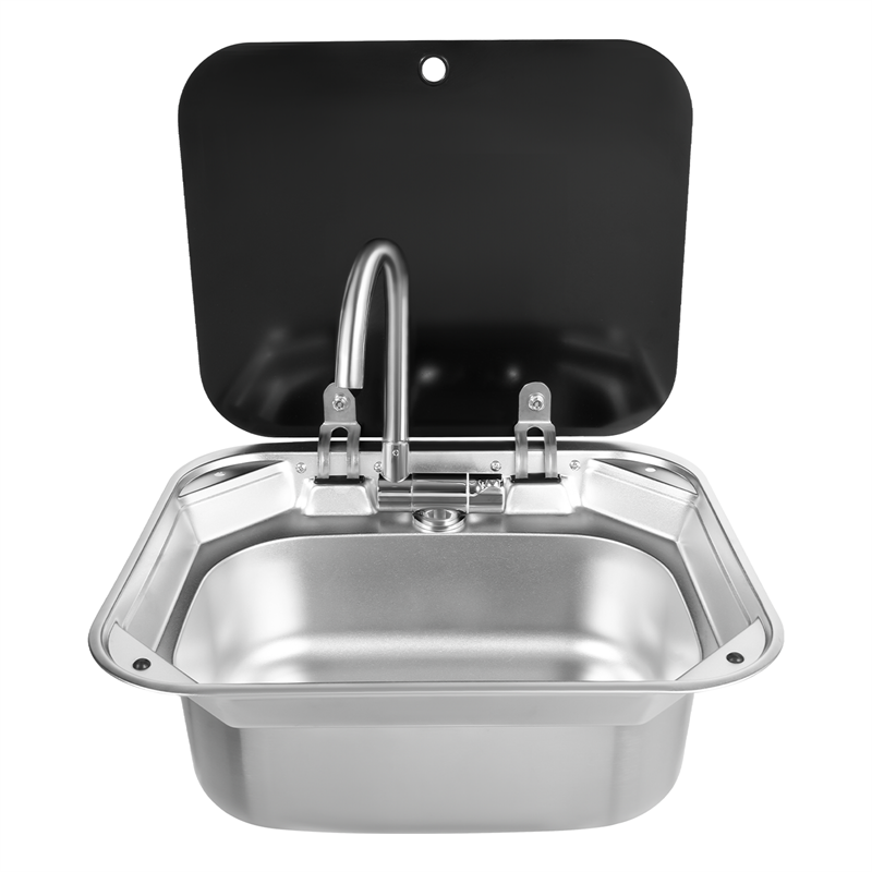 Évier pliable en acier inoxydable avec robinet pour camping-car, bateau