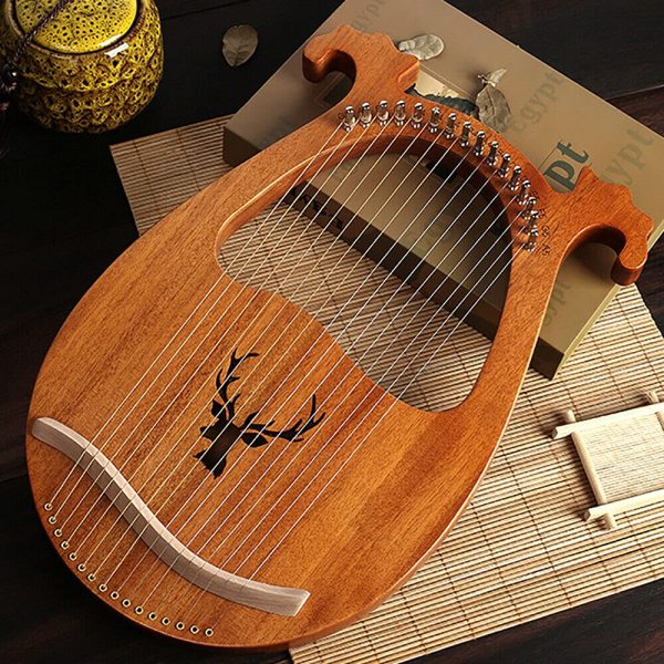 Harfe, Die Holz Leier 16 Cordes avec clé d'accordage pour débutants, instrument de musique portable (couleur bois)