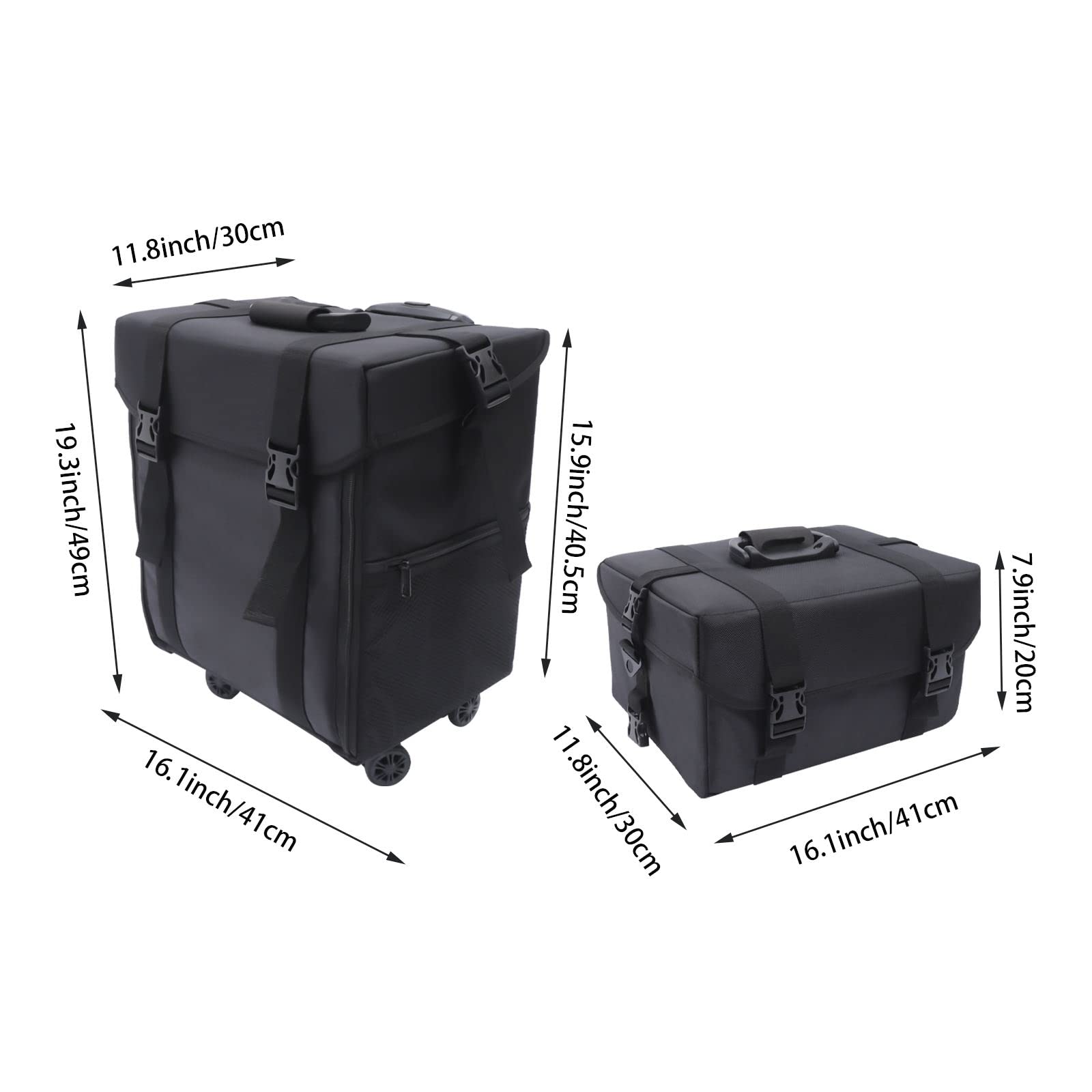 Konfiur Valise Maquillage 2 En 1 Avec 6 Tiroirs - Chariot Cosmétique Roulant, 41x30x44 Cm, Noir - 8