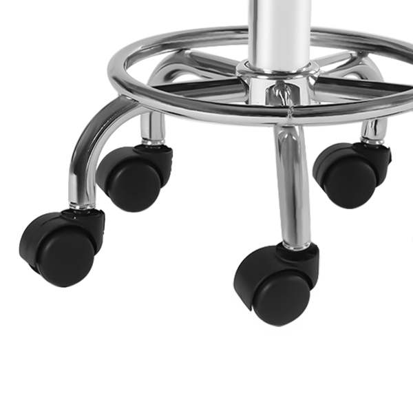 FNZIR Tabouret Pivotant Sur Roulettes Réglable En Hauteur Avec Dossier - Cuir Synthétique Noir - Confort Bureau