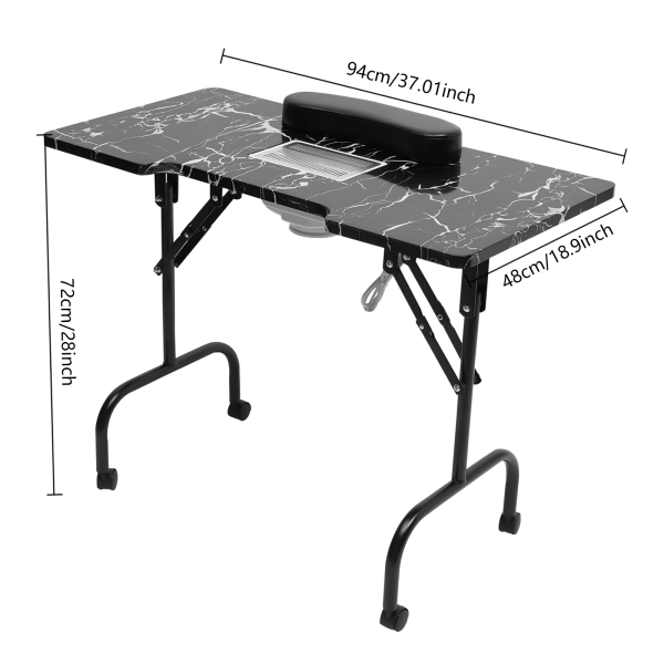 Table à ongles portable pour les techniciens avec fonction de pliage. Bureau de manucure pour le salon et la maison