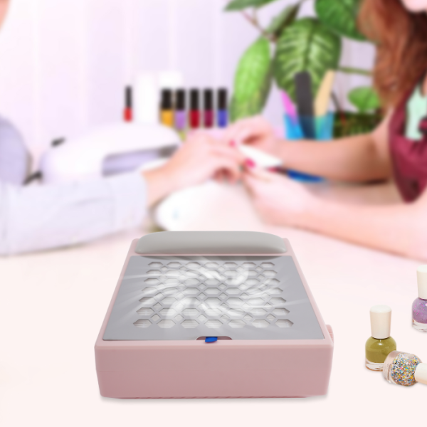 Aspirateur à ongles 56 W, dépoussiéreur d'ongles, 4 200 tr/min, avec filtre - Rose