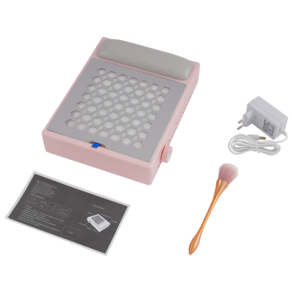 Aspirateur à ongles 56 W, dépoussiéreur d'ongles, 4 200 tr/min, avec filtre - Rose