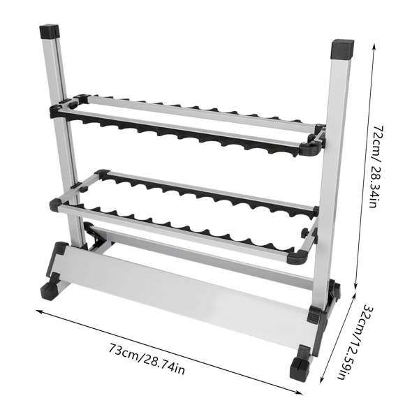Wakects Base Organisateur de Canne à Pêche Verticale, Alliage D'Aluminium, Porte Support de Rangement Fixe Pour 12 Cannes à Pêche, Conception Détachable, Taille: 44,5 x 50 x 32,5 Cm