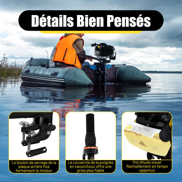 CNCEST Moteur hors-bord à temps 52 cc 2,8 kW