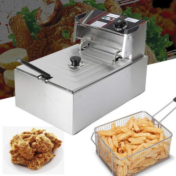 Friteuse électrique en acier inoxydable avec couvercle en acier inoxydable - 5,5 l - 2500 W