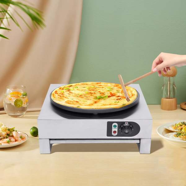 Machine à crêpes - 3000 W - Revêtement antiadhésif en acier inoxydable - Pour crêpes, pancakes, omelettes, jambon de palais