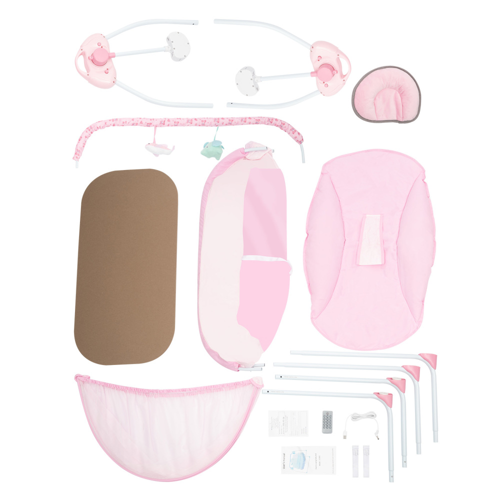 ARBGO Lit Bébé Électrique Balançoire Automatique 5 Vitesses Avec Jouets Et Moustiquaire - Kaki 0-18 Mois