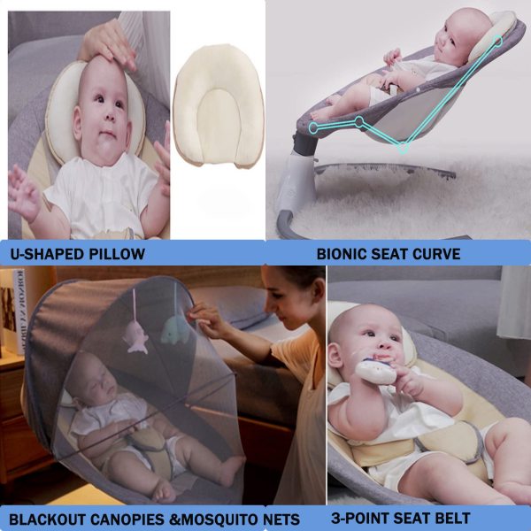 Balançoire portable pour bébé - 4 vitesses - 12 mélodies avec jouets - Moustiquaire - Pliable - Pour 0 à 12 mois (bleu) Balançoire portable pour bébé - 4 vitesses - 12 mélodies avec jouets - Moustiquaire - Pliable - Pour 0 à 12 mois (bleu)